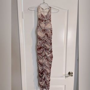 Marbled racerback ruched dress